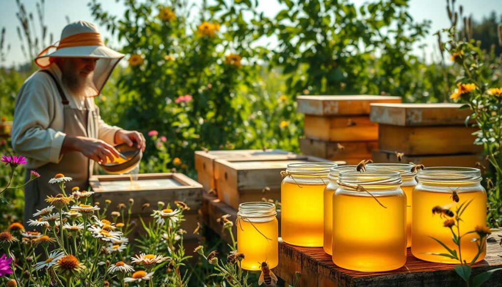 organic honey harvesting